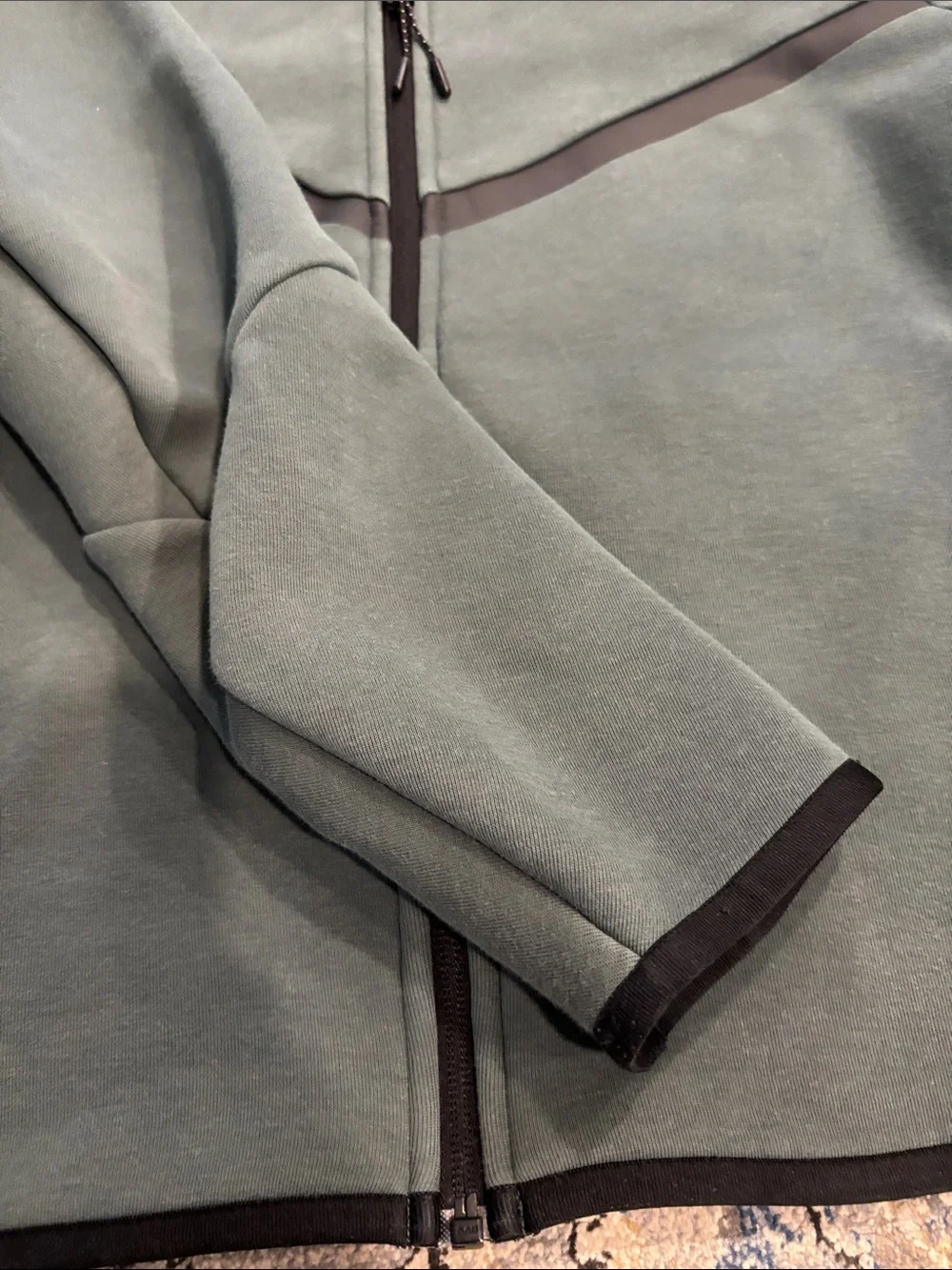 Nike tech Youth Hooded Full-Zip Jacket in Slate Green with Black Accents